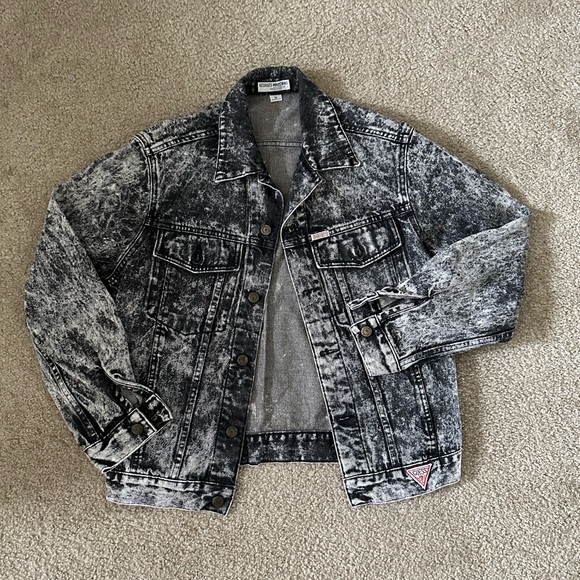 Georges Marciano for Guess Black/Grey Acid-Washed Denim Jacket and Jean Set - Picture 5 of 11